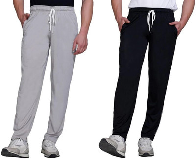 HVBK Solid Men Black, Grey Track Pants