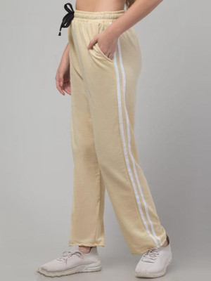 zazbi Striped Women Beige Track Pants