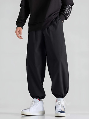 FLYNOFF Solid Men Black Track Pants