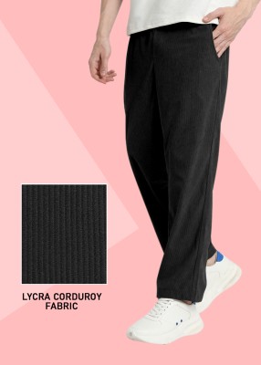 INDICLUB Self Design Men Black Track Pants