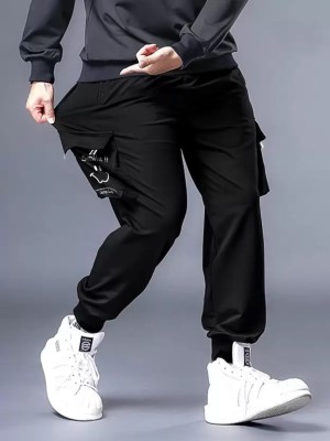 Jump Cuts Printed Men Black, White Track Pants