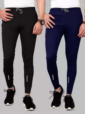 SALE FUSION Solid Men Black, Blue Track Pants