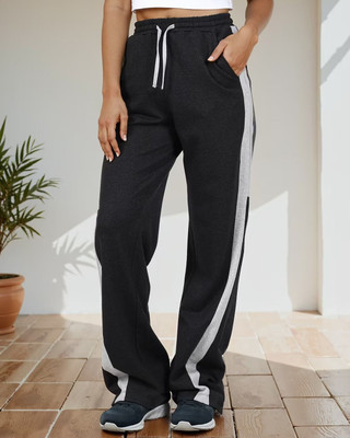 CLOTHINK India Solid Women Black Track Pants