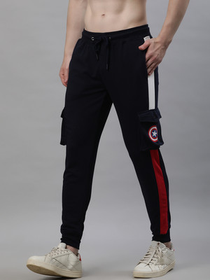 Captain America By Free Authority Colorblock Men Blue Track Pants