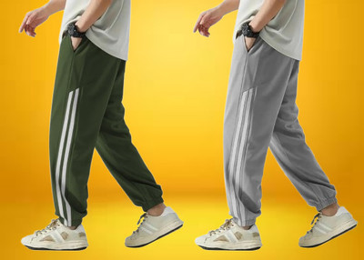 Kesaria Textile Company Solid, Striped Men Black, Green Track Pants