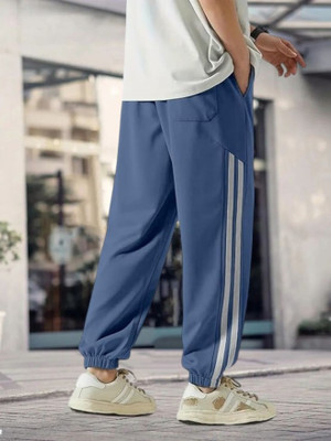 HouseOfCommon Solid Men Blue Track Pants