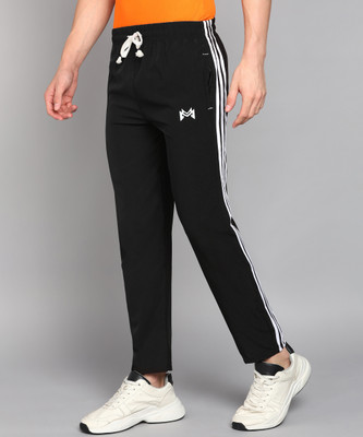 mank D Striped Men Black Track Pants