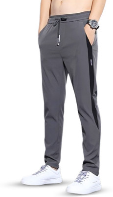 Joggers Park Colorblock Men Grey Track Pants