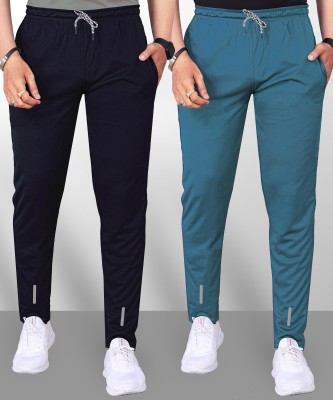 QFABRIX Solid Men Black, Blue Track Pants