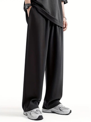 Dockstreet Solid Men Black Track Pants