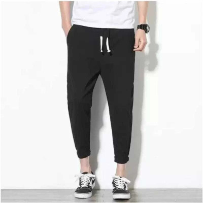 HoC Solid Men Black Track Pants