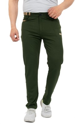 GEE 5 Solid Men Dark Green Track Pants