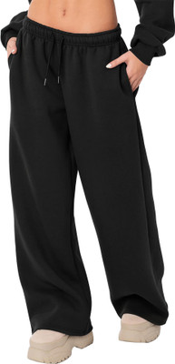 Dockstreet Solid Women Black Track Pants