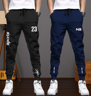 NB NICKY BOY Printed Men Black, Blue Track Pants