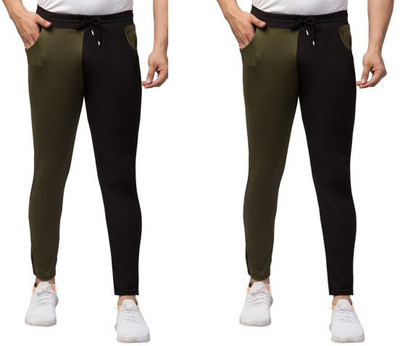 BE SWADESHI Colorblock Men Green, Black Track Pants
