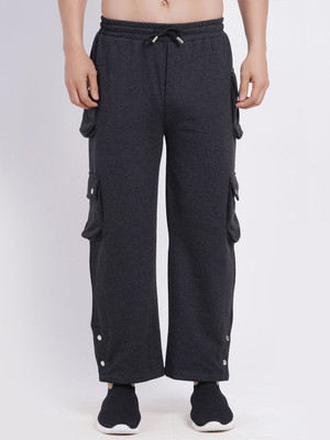 CLOTHINK India Self Design Men Black Track Pants