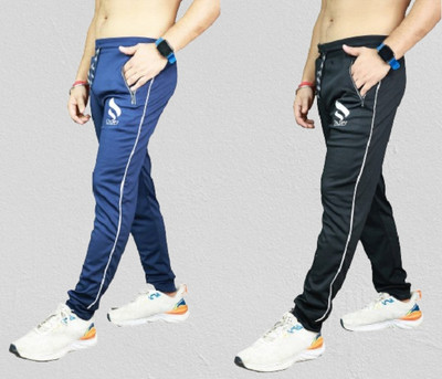 Oxley Solid Men Light Blue, Black Track Pants