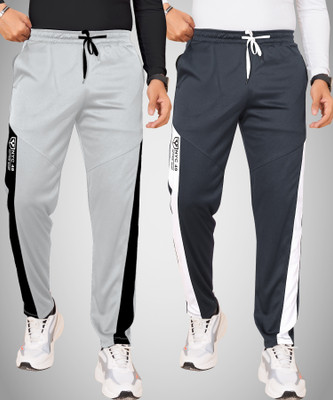 Yazole Colorblock Men Grey Track Pants