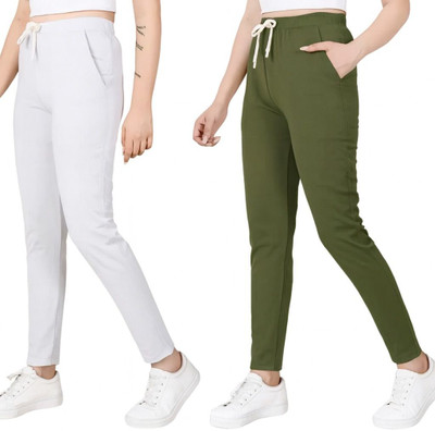 Retailmart Solid Women Green, White Track Pants