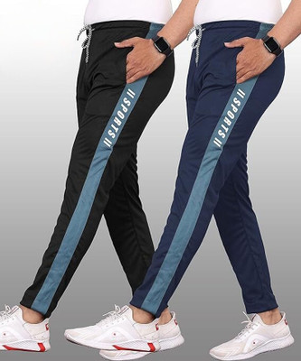 VEYNIZ Striped Men Black, Dark Blue, White Track Pants