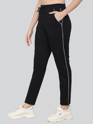 Q-Rious Solid Women Black Track Pants
