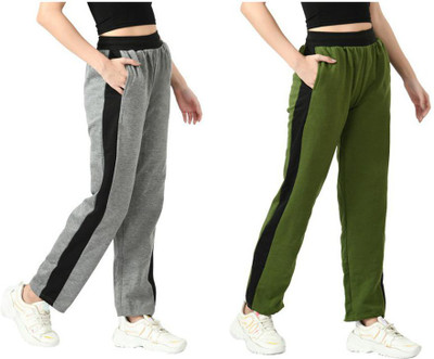Indistar Colorblock Women Grey, Green Track Pants