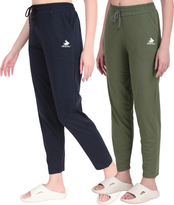 SEAPRINT Solid Women Dark Blue, Light Green Track Pants