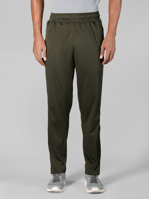 CHKOKKO Solid Men Olive Track Pants