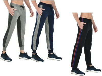 Indistar Solid, Striped Men Multicolor Track Pants