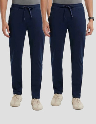M2kFASHION Solid Men Black, Blue Track Pants
