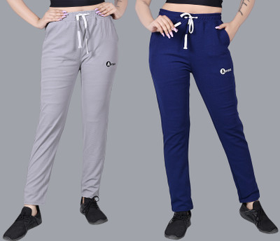 ANTRUE Solid Women Grey, Blue Track Pants
