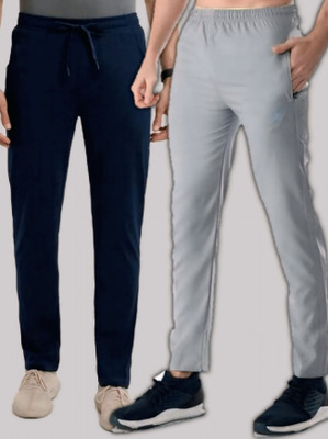 M2kFASHION Solid Men Grey, Blue Track Pants