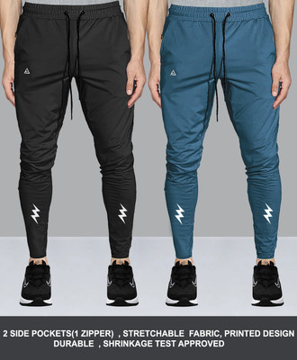 Z-DEVIL Printed Men Black, Dark Green Track Pants
