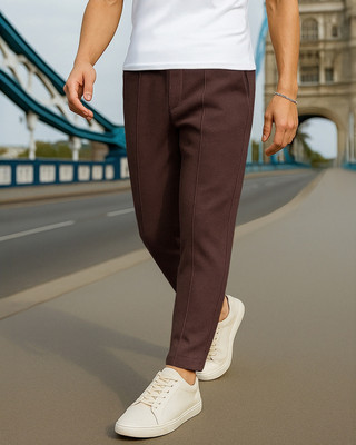 BEWAKOOF Solid Men Brown Track Pants