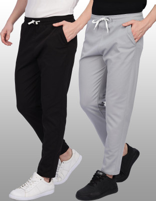 FOXTER Solid Men Black, Grey Track Pants