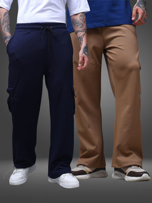 MADSTO Solid Men Dark Blue, Brown Track Pants