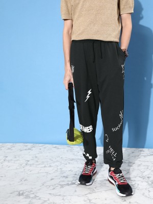 Kook N Keech Graphic Print Men Black Track Pants