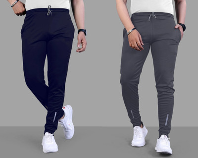 Z-DEVIL Solid Men Blue, Grey Track Pants