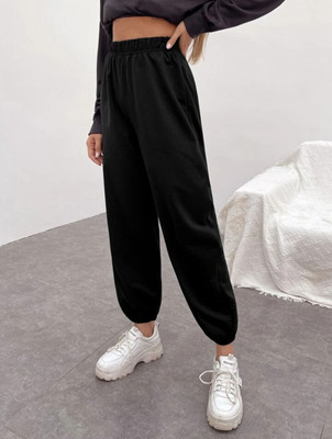 TRUFFLEGUM Solid Women Black Track Pants