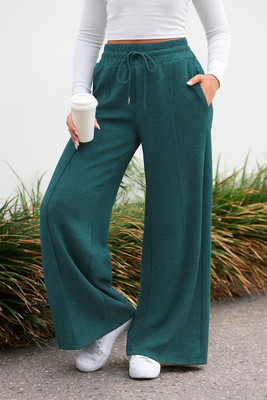 Q-Rious Solid Women Dark Green Track Pants