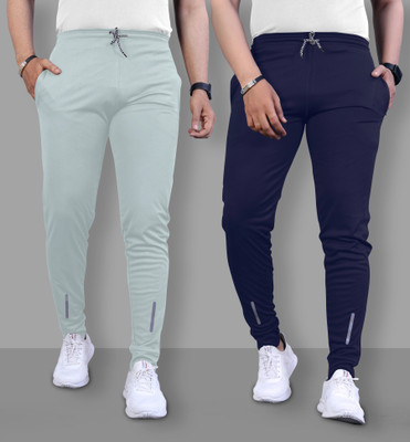 Z-DEVIL Solid Men Grey, Blue Track Pants