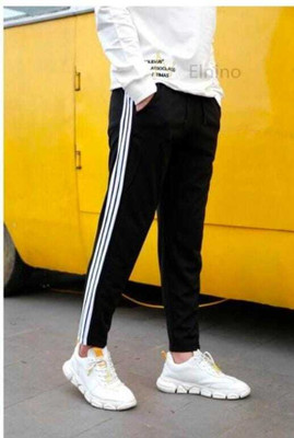 L Fashion Jeans Striped Men Black Track Pants