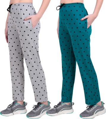 JECKWARD Polka Print Women Blue, Grey Track Pants