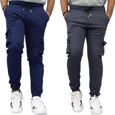 DHA Solid Men Blue Track Pants