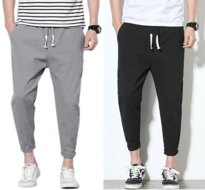 BTMZ Solid Men & Women Black, Grey Track Pants