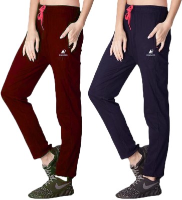 Diwazzo Solid Women Maroon, Blue Track Pants