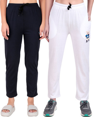FASHIONHOUSETS Solid Women White, Dark Blue Track Pants