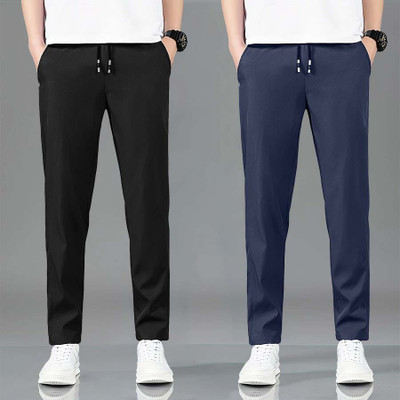 PRAVAHA Solid Men Black Track Pants