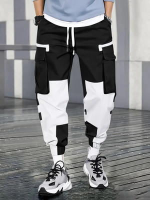 MOOZI Self Design Men Black Track Pants