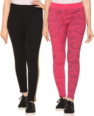 Weboasis Printed Women Black, Pink Track Pants